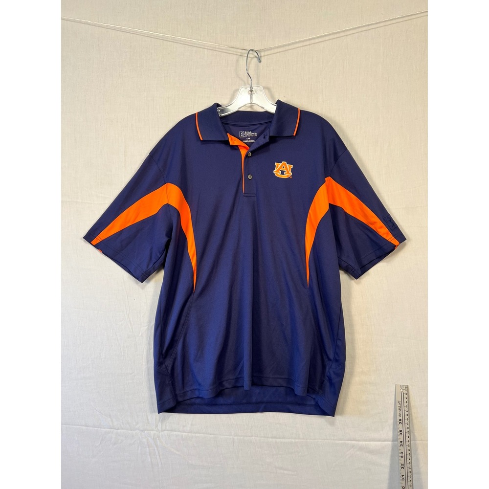 PGA Tour Auburn Tigers Mens Large Navy Blue Orange Golf Polo Shirt 3739